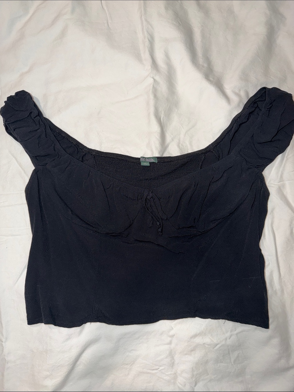 wild fable Black Ruched Strap Square-Neck Crop Top